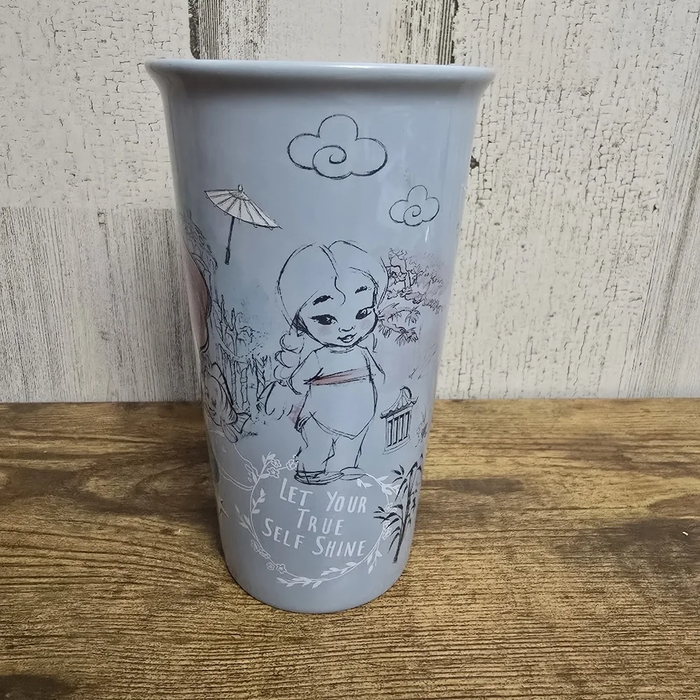 Disney Gray And Light Blue Ceramic Cup with Inspirational Design